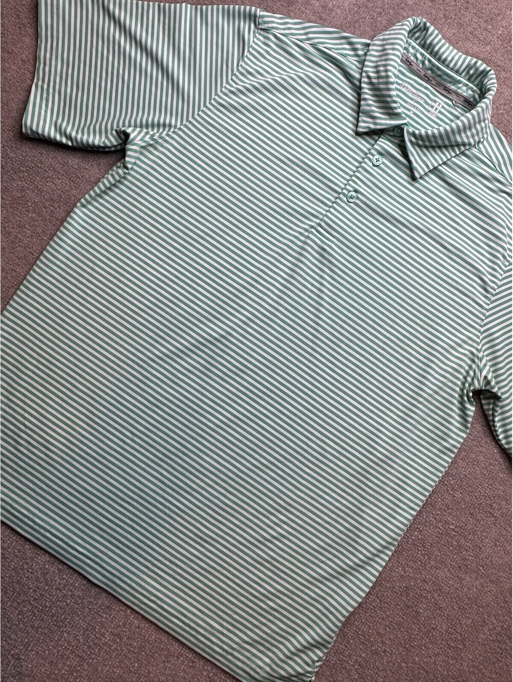 Walter Hagen Men’s Med Golf Polo Shirt Grn/Wht Stripe (1074)